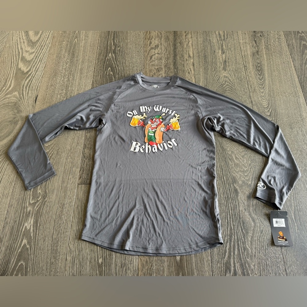 Rawlings On My Wurst Behavior Graphic Long Sleeve in Gray Size Small